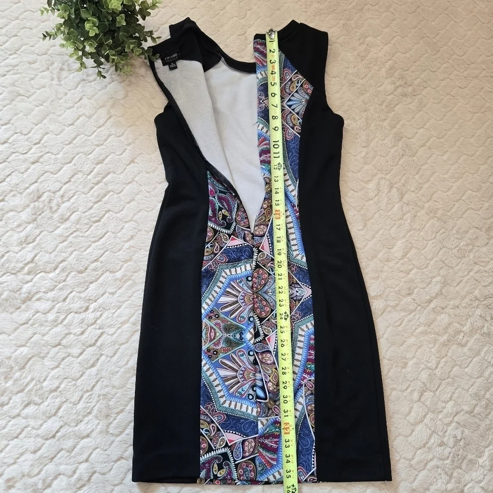 Nicole by Nicole Miller Black and Paisley Bodycon Party Mini-Dress, Size Medium